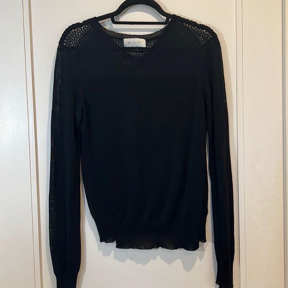 A.L.C (NWOT) crochet trim lightweight knit sweater top